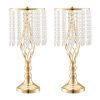 12PCS 49cm/19.3' Tall Crystal Wedding Flower Stand, Metal Wedding Centerpiece Vase