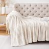 Cream White Throw Blanket for Couch Sofa 50x60 inches Striped Fleece Blankets Room Home Decor Lightweight Plush Soft Cozy Gifts for Women Mom Girls