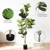 6FT Artificial Fiddle Leaf Fig Tree with Black Plastic Pot, Real Touch Fake Indoor Plant for Home Office Living Room Corner Decoration, 1pc/set