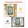 Stained Glass Window Panel, 17 x 29 in, Tiffany Style Hanging Transom Window Panel with Chain, Large Vertical Rectangle Stain Glass