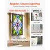 Stained Glass Window Panel, 17 x 29 in, Tiffany Style Hanging Transom Window Panel with Chain, Large Vertical Rectangle Stain Glass