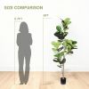 6FT Artificial Fiddle Leaf Fig Tree with Black Plastic Pot, Real Touch Fake Indoor Plant for Home Office Living Room Corner Decoration, 1pc/set