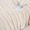 Cream White Throw Blanket for Couch Sofa 50x60 inches Striped Fleece Blankets Room Home Decor Lightweight Plush Soft Cozy Gifts for Women Mom Girls