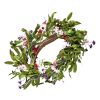 Artificial Decorative Wreath, 22 in, Pink Green, Decorated with Daisies, Babysbreath, Buds