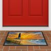 Beach Lighthouse Doormat Front Door Mat Indoor Outdoor Rugs for Entryway, Non Slip Washable Low Pile, 24H X 36W