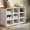 2-in-1 Coat Rack Shoe Bench Set 9 Pair Storage Cabinet Hall Tree Entryway Hallway Mudroom Bedroom Organizer White