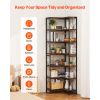 7 Tier Corner Bookshelf, 79" Tall Corner Bookcase with Heavy Duty Metal Frame & Wooden Shelves