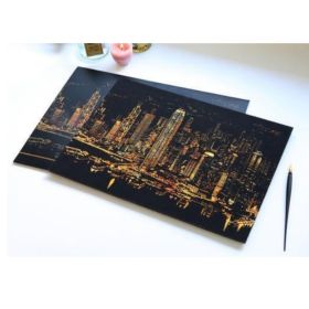 Decorative painting scratch Scraping painting drawing paper world Sightseeing pictures decoration birthday gifts drop shipping (Option: O)