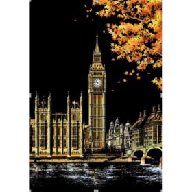 Decorative painting scratch Scraping painting drawing paper world Sightseeing pictures decoration birthday gifts drop shipping (Option: B)