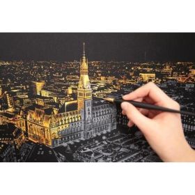Decorative painting scratch Scraping painting drawing paper world Sightseeing pictures decoration birthday gifts drop shipping (Option: L)