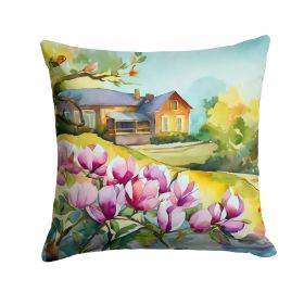 Louisiana Magnolias in Watercolor Throw Pillow Machine Washable, Indoor Outdoor Decorative Pillow for Couch, Bed or Patio, 18Hx18W (Default: Default)