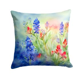 Texas Bluebonnets in Watercolor Throw Pillow Machine Washable, Indoor Outdoor Decorative Pillow for Couch, Bed or Patio, 14Hx14W (Default: Default)