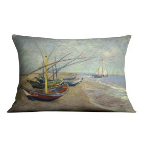 Fishing boats at Sainte Marie Cushion (Insert: With Insert, size: 16" X 16")