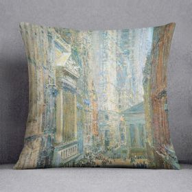 Lower Manhattan by Hassam Cushion (Insert: With Insert, size: 14" X 14")