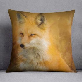 Fox Painting Cushion (Insert: Without Insert, size: 14" X 14")