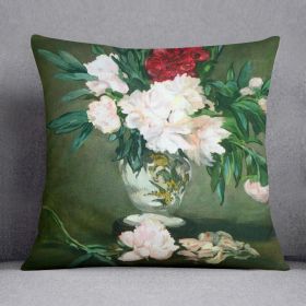 Still Life Vase with Peonies by Manet Cushion (Insert: With Insert, size: 16" X 16")