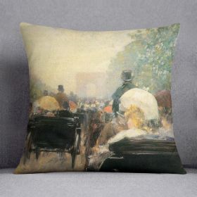 Carriage Parade by Hassam Cushion (Insert: Without Insert, size: 18" X 18")